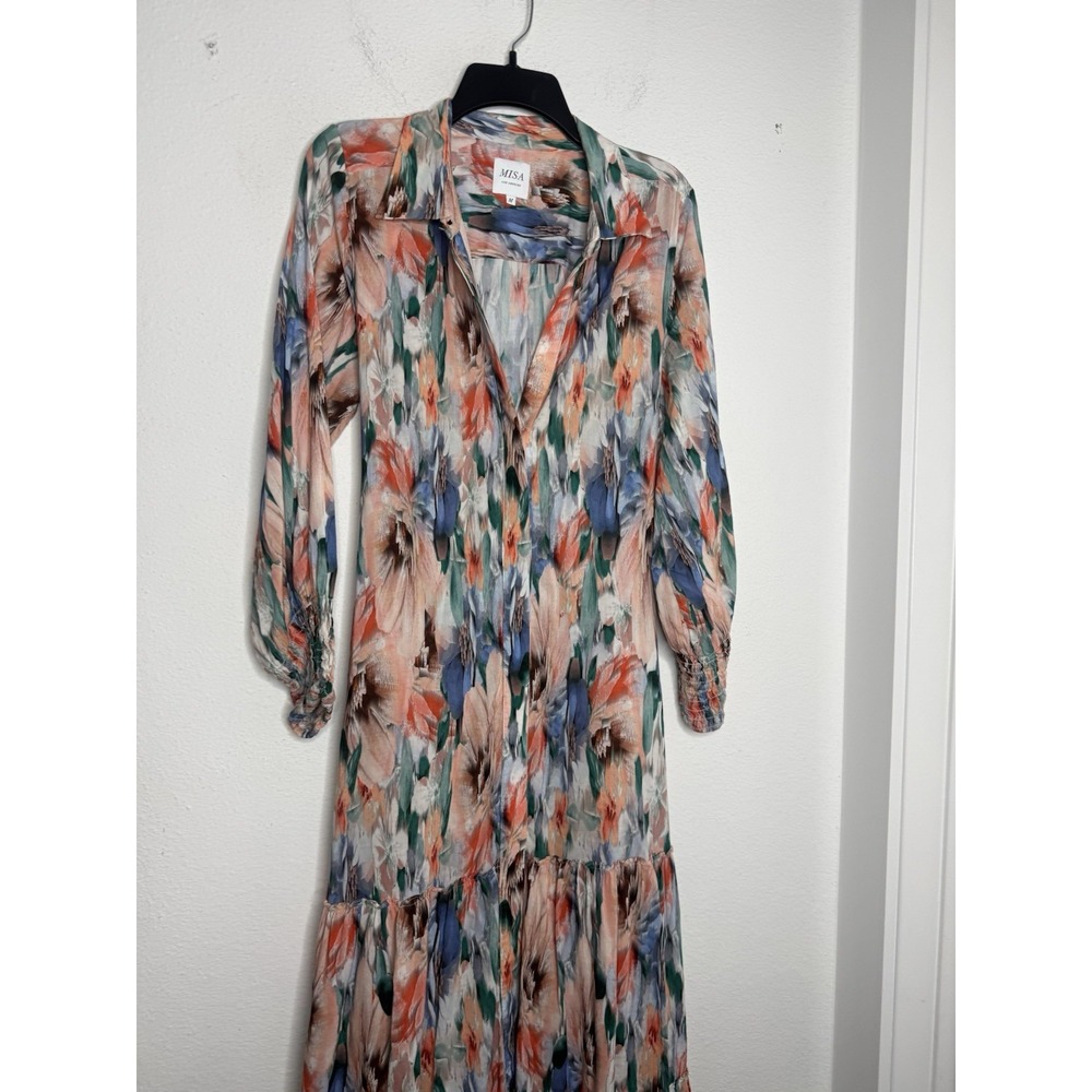 Misa Esmee Eden Floral Print Tiered Long Sleeve Maxi Dress Size: Med Resort - Picture 6 of 15